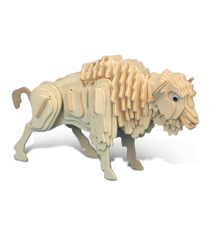 Puzzled 3D Puzzle Buffalo Wood Craft Construction Model Kit, Fun & Educational DIY Bison Wooden Animal Toy Assemble Model Unfinished Crafting Hobby