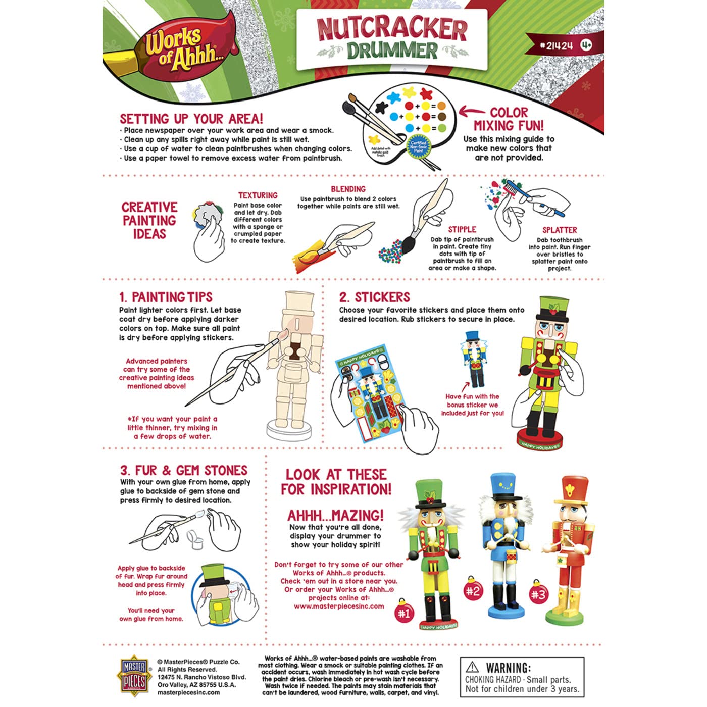 Works of Ahhh... Holiday Craft Set - Nutcracker Drummer Wood Paint Kit Large