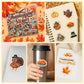 200 Pcs Thanksgiving Stickers Pack - Waterproof Vinyl Fall Stickers for Water Bottles, Laptops, Scrapbooks, Crafts & Party Favors - Cute Autumn