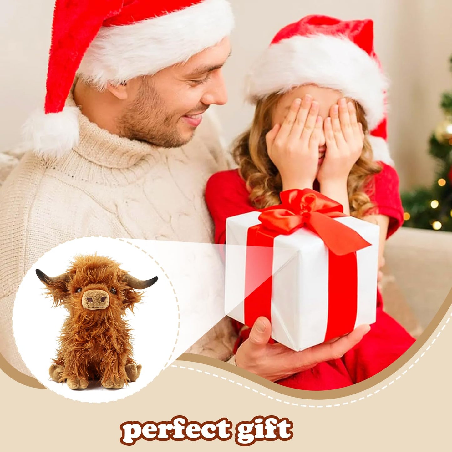 FSUGT Highland Cow Stuffed Animal Toy, Adorable Highland Cow Plush, Scottish Cow Plush Toy, Farm Animal Cattle Plush Decor Gifts for Kids Baby Girls