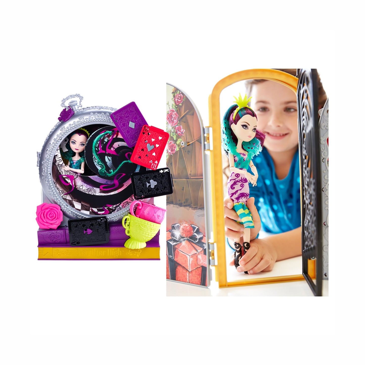 Mattel Ever After High Way Too Wonderland High and Raven Queen Playset, 6 years and up