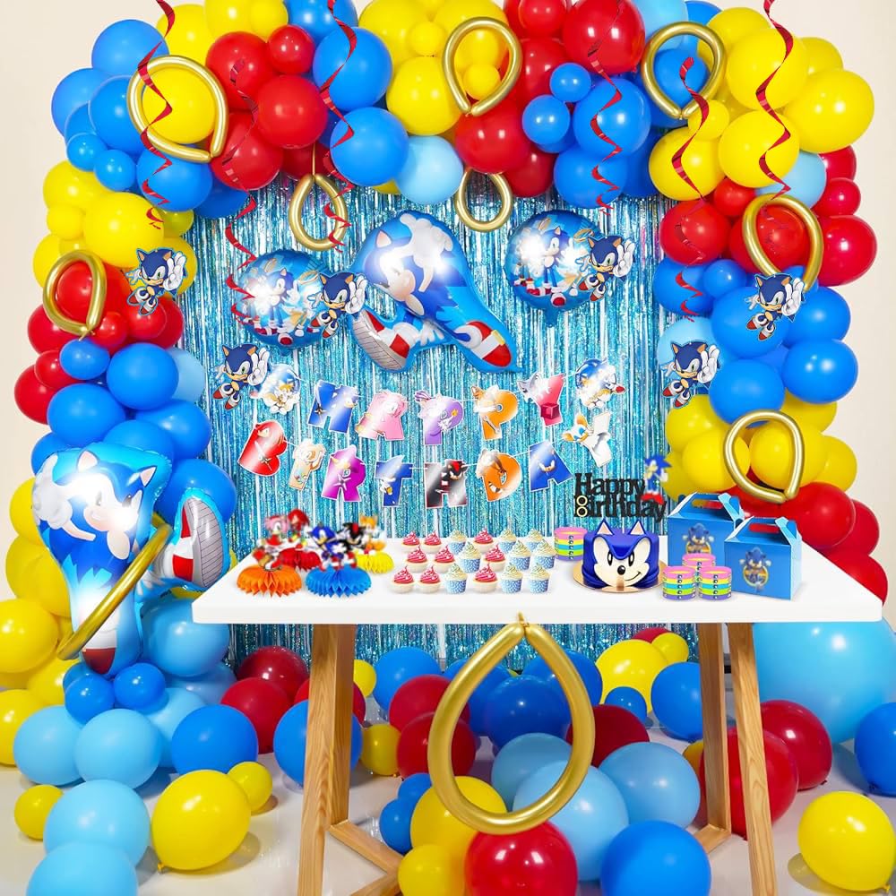 Sonic the Hedgehog Hanging Swirl Decorations (Pack of 3) - Eye-Catching Red & Blue Design, Perfect for Indoor & Outdoor Use