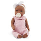 LullaBaby - 14-Inch Realistic Baby Doll - Brown Eyes, Warm Skintone & Soft Huggable Body - Pink Jumper Outfit with Bow Headband - Removable Clothes