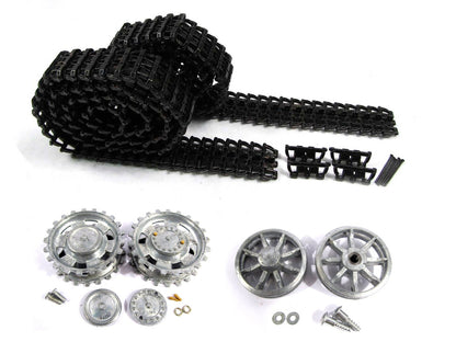 Mato Metal Upgraded Tracks Sprockets with Caps Idler Wheels with Bearings Set for HL3848/49/68-1 Panzer III/IIIH Stug III Tank