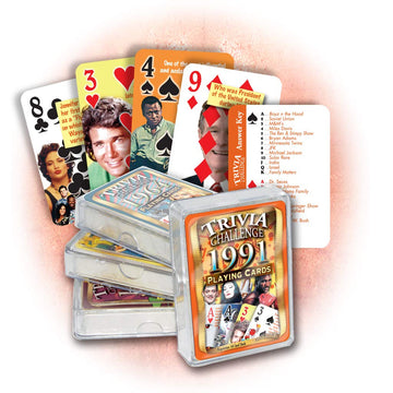 Flickback 35th Birthday Trivia Cards - 1991 Deck - Gift for Men or Women Born in 1991 - Fun 35th Birthday Game, Vintage 1991 Playing Cards with Trivia