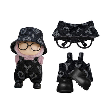4-in-1Clothes Compatible with Labubu 17cm Dolls, Cute Outfit Set with Fashion Accessories, Chic Style for Collectible Figures (No Doll)