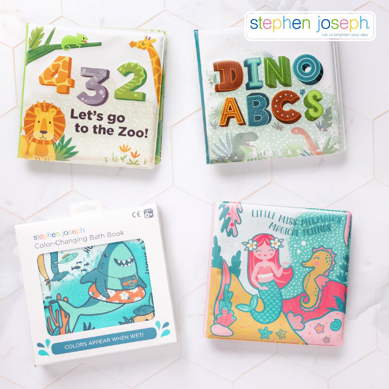 Stephen Joseph, Floating Color Changing Bathtime Book, Toddler Bath Toys, Axolotl