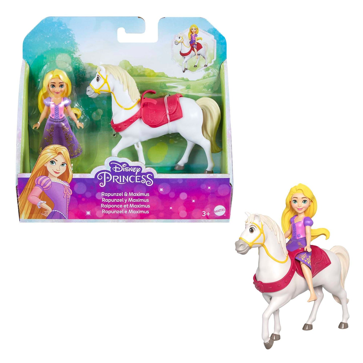 Mattel Disney Princess Rapunzel Small Doll and Maximus Horse with Saddle, from Mattel Disney Movie Tangled
