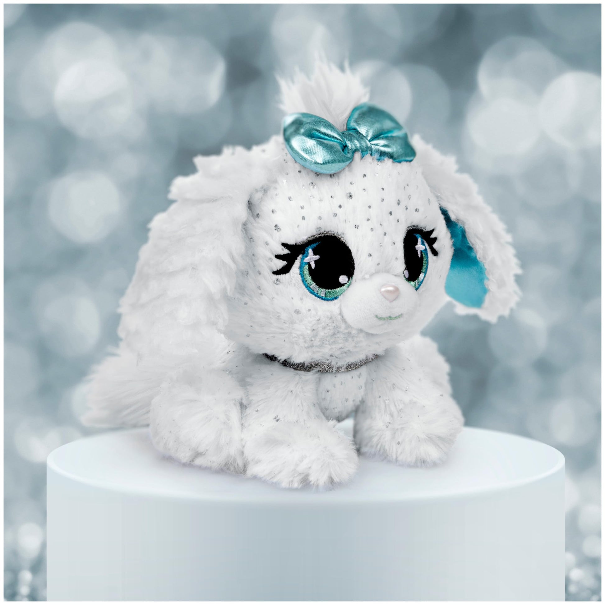 P.Lushes Designer Fashion Pets Bianca Blings Premium Puppy Dog Stuffed Animal, White and Blue, 9"