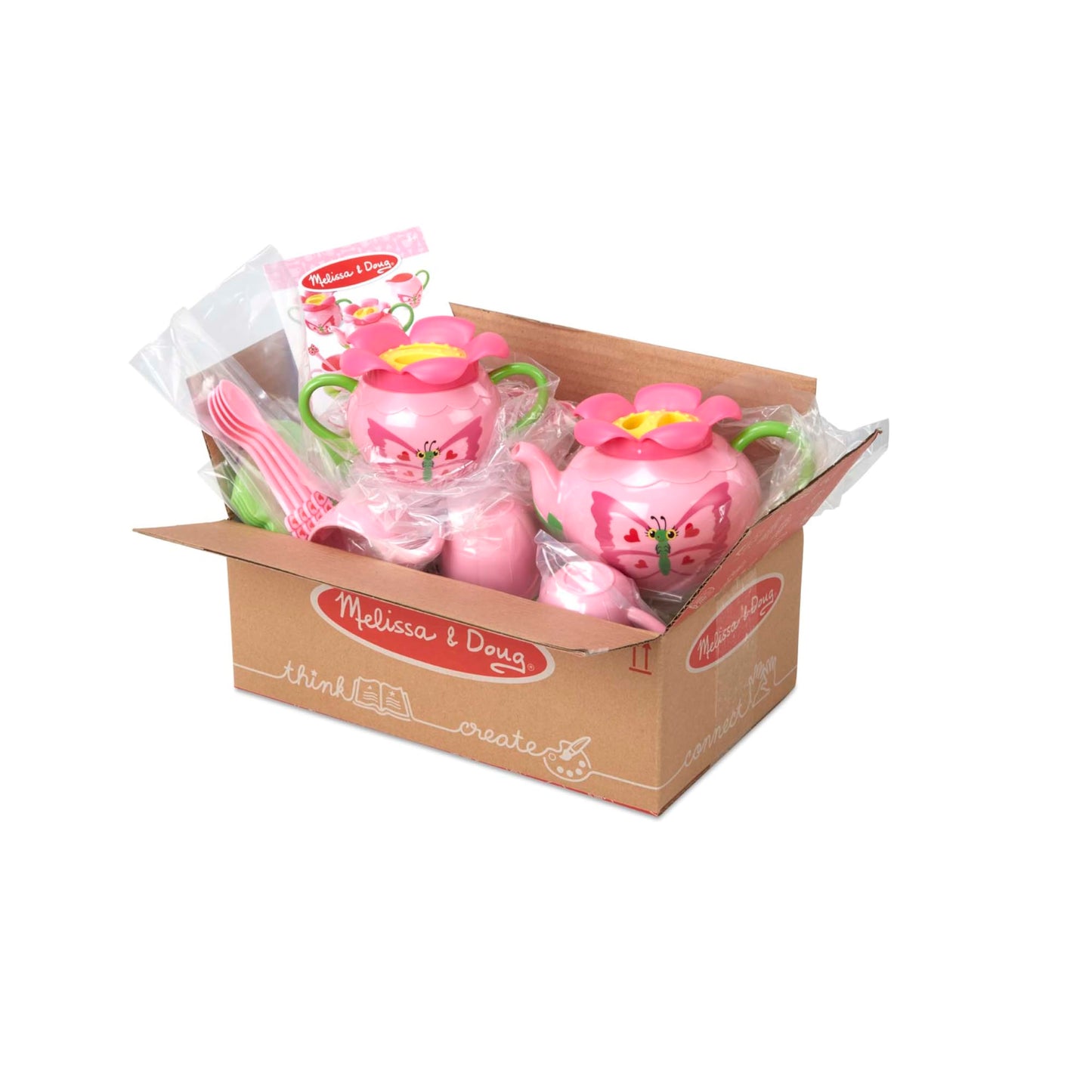Melissa & Doug Butterfly Tea Set (15 pcs) - Play Food Accessories