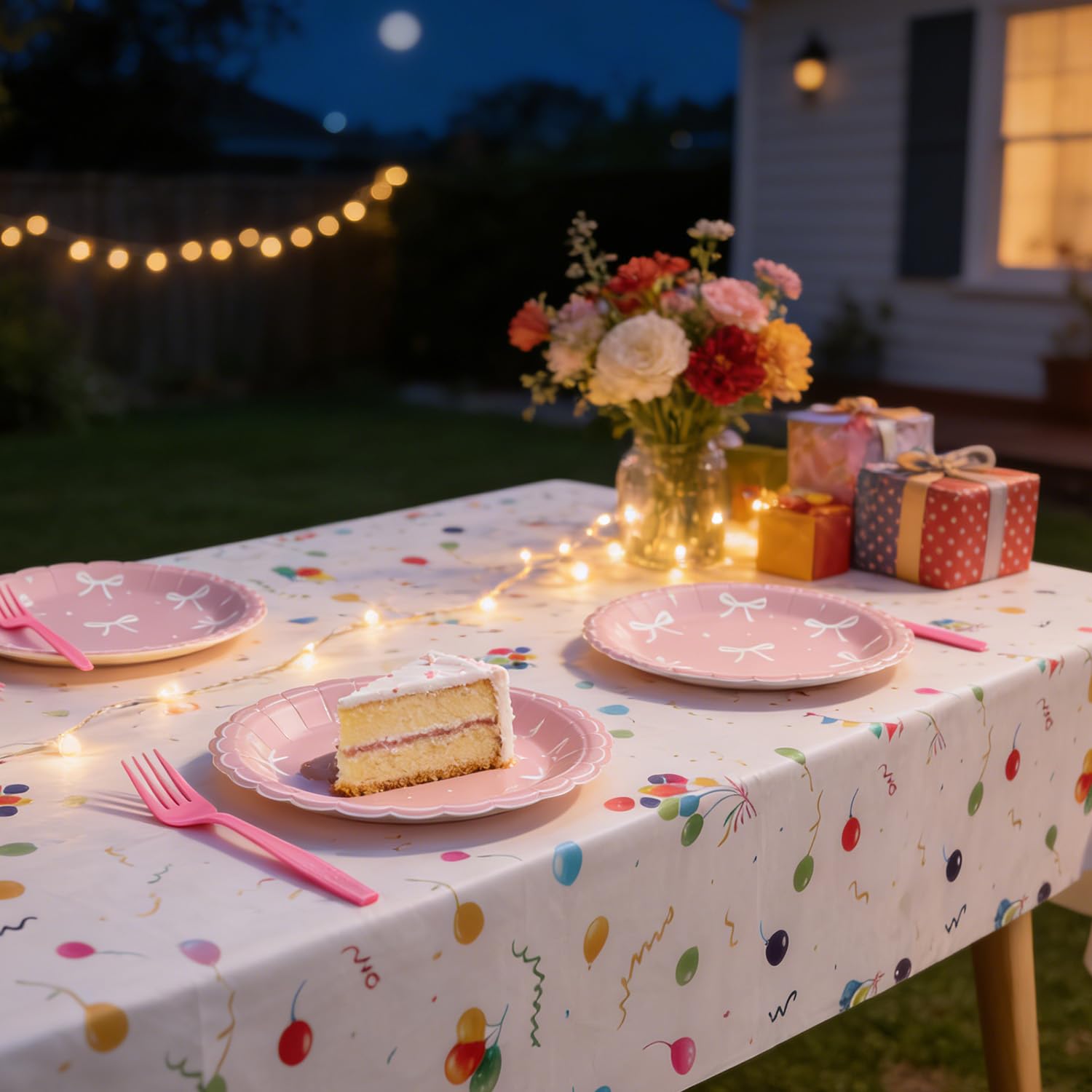 Pink Bow Birthday Party Supplies Serve 24, Coquette Birthday Decorations Include Bow Plates Napkins Cups Tablecloth straw Bow Theme Tableware