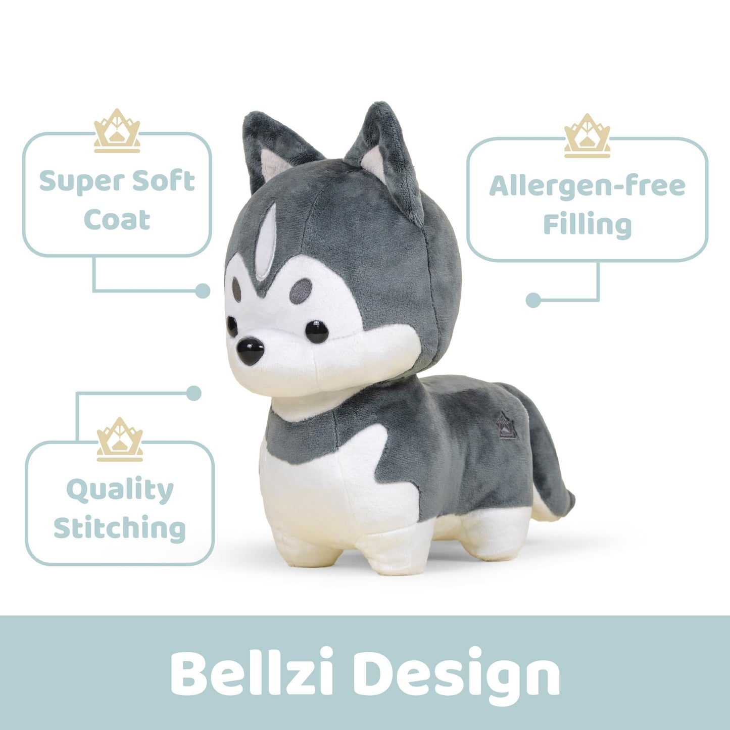 Bellzi Siberian Husky - 6.5" Cute Stuffed Animal Plush Toy - Soft & Adorable Dog Plushie Gift - Perfect Present for All Ages - Huski