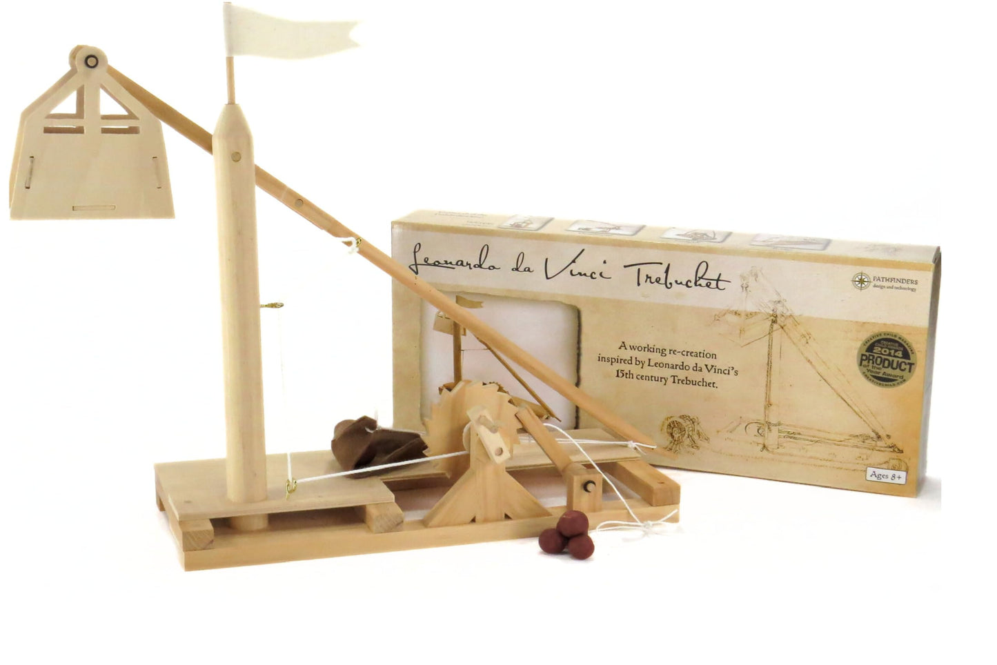 PATHFINDERS Leonardo da Vinci Trebuchet STEM Kit - Build Your Own Medieval Siege Engine - Educational Wooden Model for Teens & Adults, DIY Engineering