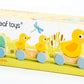 Tender Leaf Toys - Pull Along Ducks - Classic Wooden Pull Along Toy - 9pc Duck Family Set with 1 Mother Duck, 2 Baby Ducks, 3 Eggs and 3 Cars