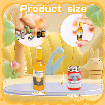 1:12 Scale 11 Pcs Miniature Beer Bottles and Beer Cans Mini House Drink Accessories for Fairy Garden Pub Bar Decoration Dollhouse Beer Glass Model