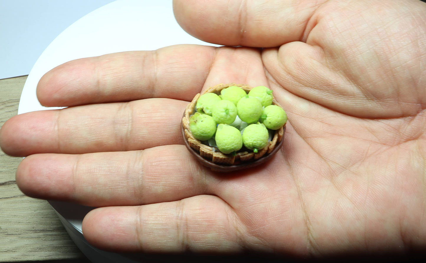 Realistic Guava, Banana and Purple Grapes Fruit Basket Figurine, Miniature Dollhouse Accessory, Perfect DIY Dollhouse Kitchen