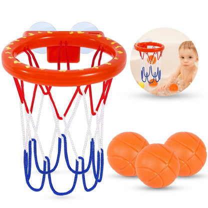 Auvitaya Bath Toys, Bathtub Basketball Hoop for Kids Toddlers, Bath Shower Toys for Kids, Strong Suction Cup Basketball Hoop & 3 Soft No-Hole Balls