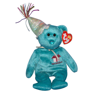 TY~BIRTHDAY BEARS 1 X TY December Birthday Bear with Hat Beanie Baby [Toy]