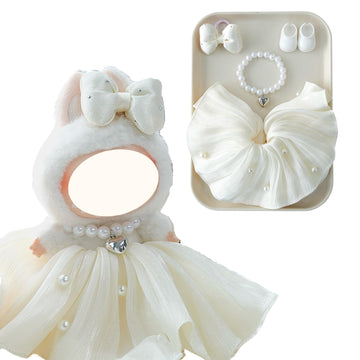MOFABIA Clothes for 17cm Doll, 4 Pcs Set Doll's Outfits Luxury Bridal Dresses Skirts Headdress Bow Shoes Accessories, Stylish Adorable Luxury Wedding