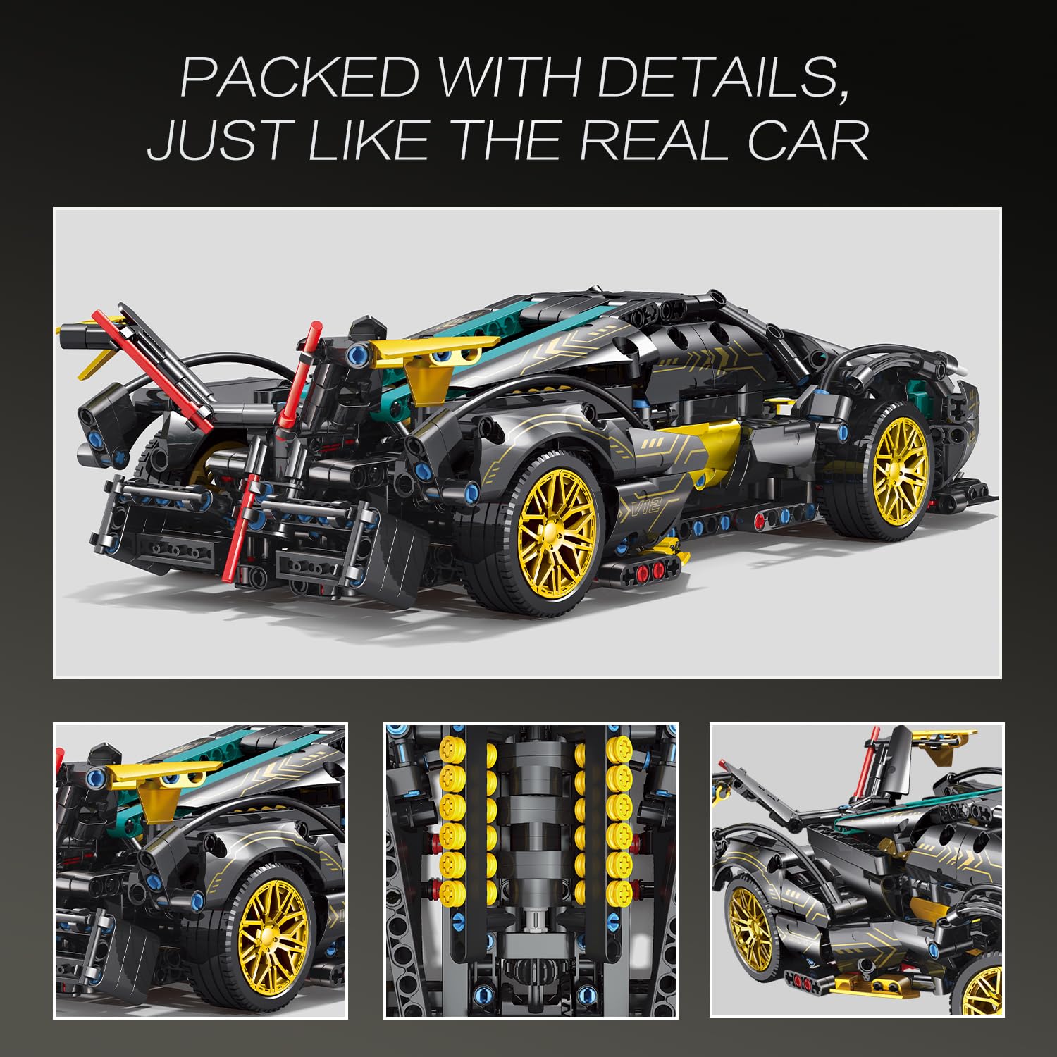 JSINMA Technic Sports Car Building Blocks Toys Boys or Adults Kits 1:14 MOC Lambo V12 Building Set Speed Champions Raceing Car Model Vehicle Set