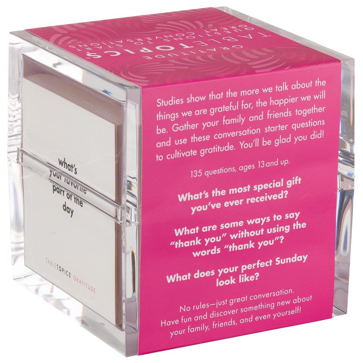 TableTopics Gratitude Conversation Cards for Family & Friends, 135 Heartfelt Questions for Connection at Dinnertime, Game Night, Parties