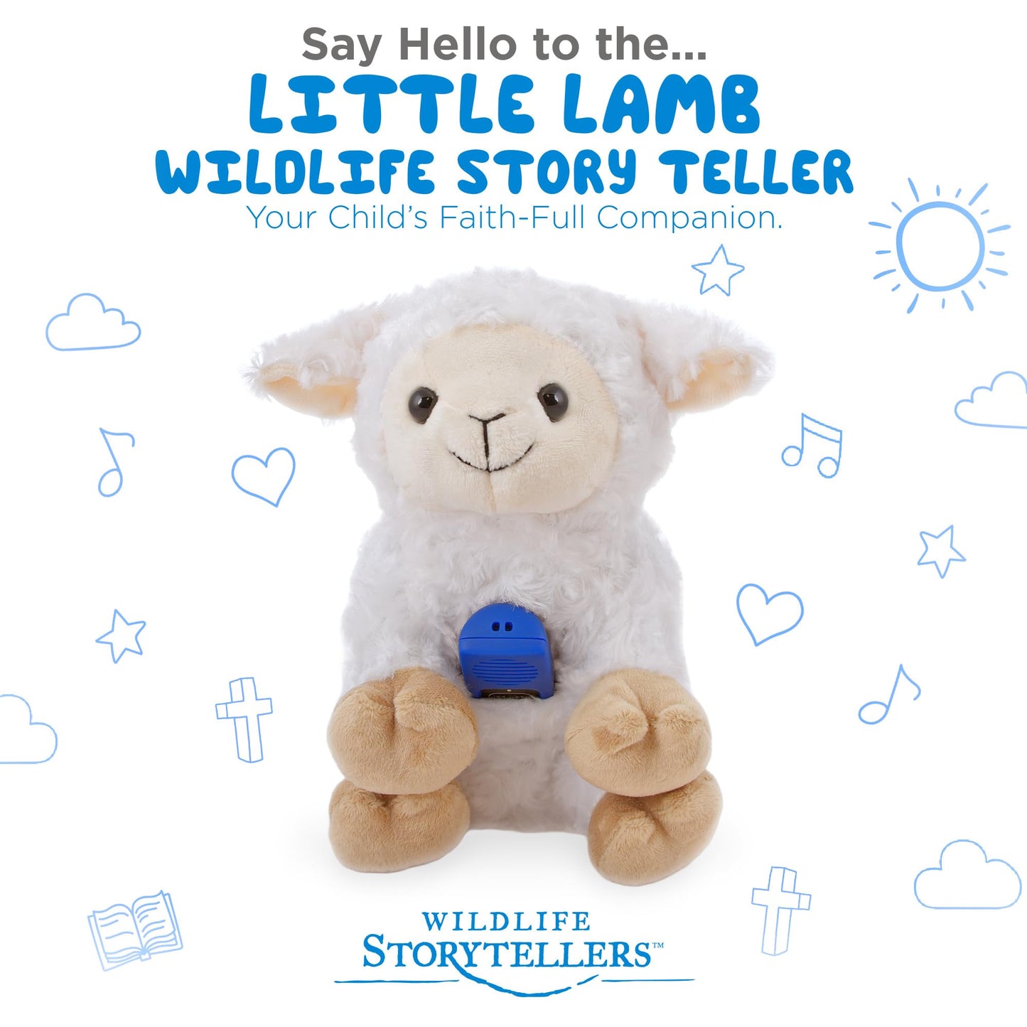 Bible for Young Children Collection (Ages 3-7) MegaVoice Audio Bible Player with Wildlife Storyteller Plush Lamb with Pocket for Player