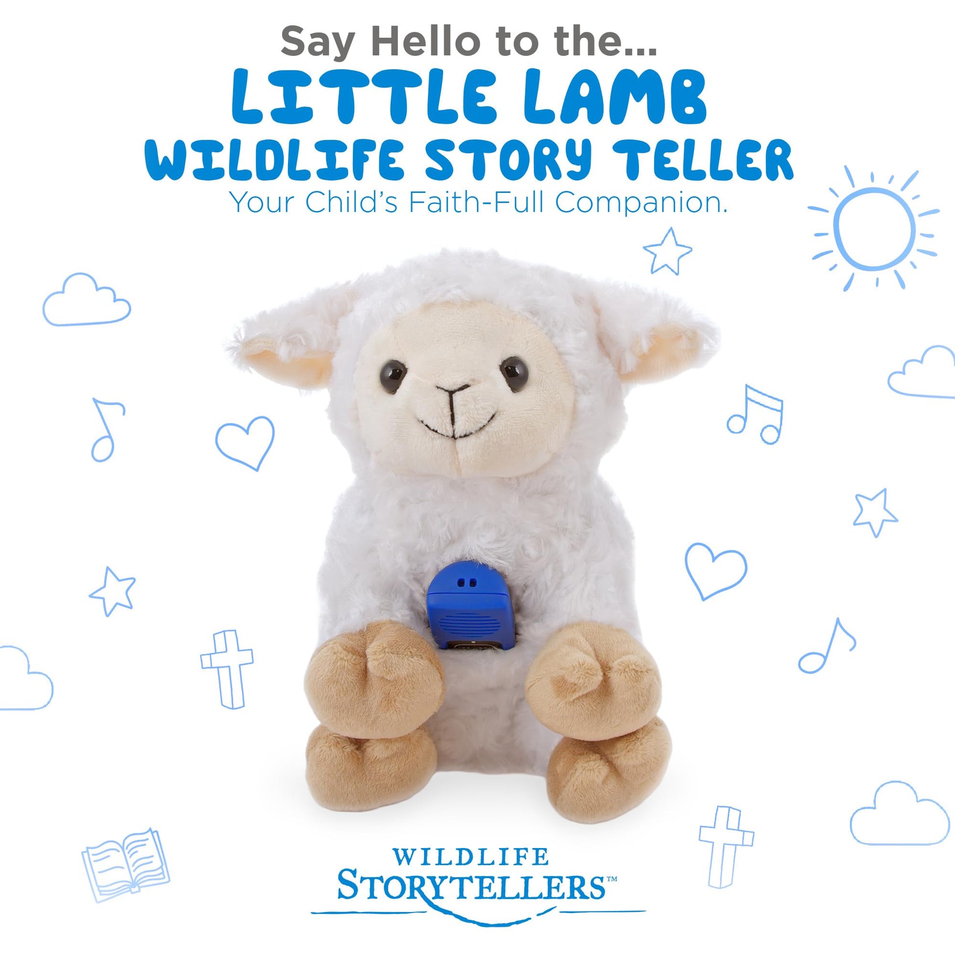 Bible for Young Children Collection (Ages 3-7) MegaVoice Audio Bible Player with Wildlife Storyteller Plush Lamb with Pocket for Player