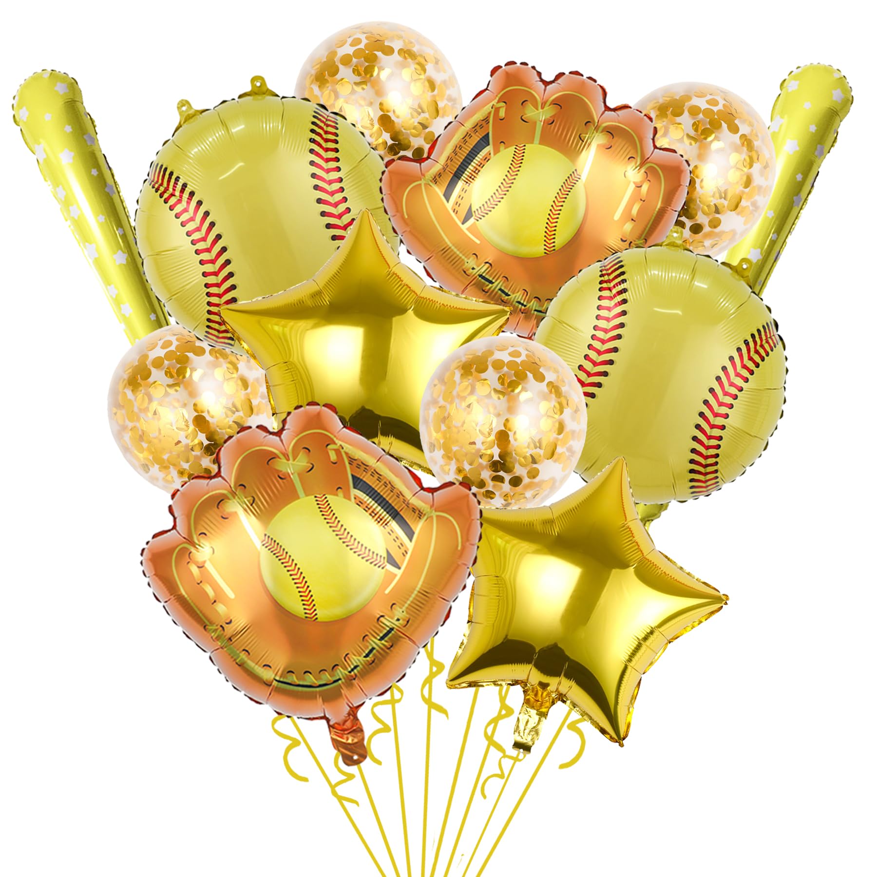 Softball Party Balloons,12pcs Softball Glove Foil Balloons,Bat Balloon confetti balloon for Sports Theme Supplies Gender Reveal Baby Shower