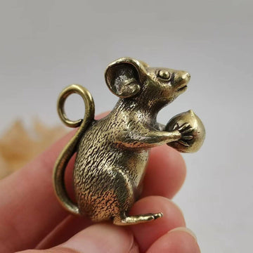 Miniature Mouse, Dollhouse Miniature Brass Mouse, Retro Statue Ornament, Mini Micro Garden Landscaping Decoration