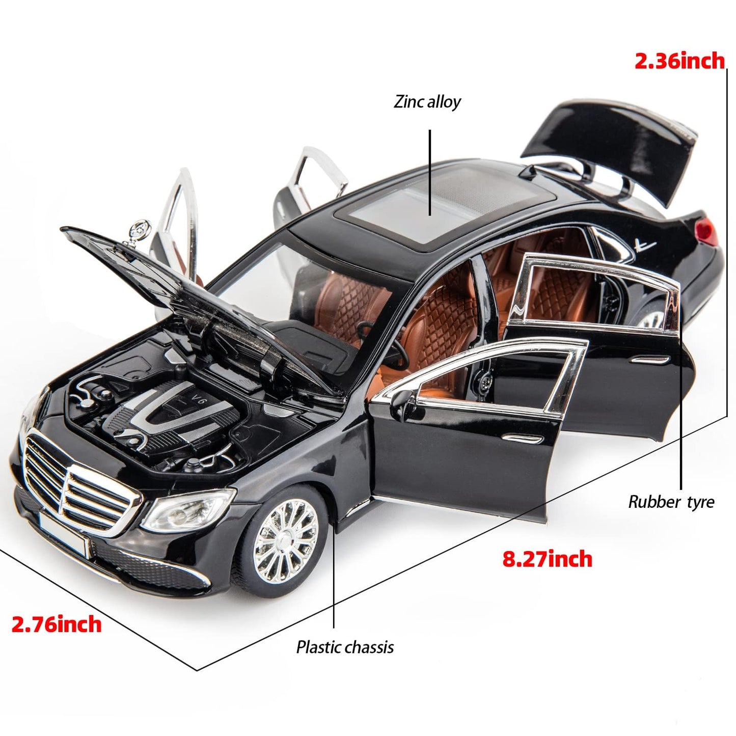 WAKAKAC 1/24 Toy Car Compatible with E300 Alloy Die-cast Pull Back Car Model with Light and Sound Toy Vehicles for Adults Boys Girls, Gift Decoration