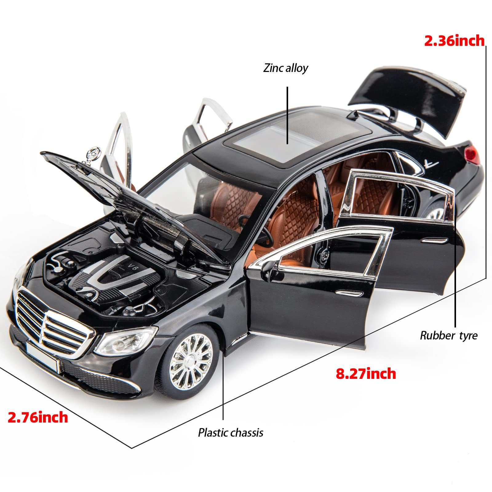 WAKAKAC 1/24 Toy Car Compatible with E300 Alloy Die-cast Pull Back Car Model with Light and Sound Toy Vehicles for Adults Boys Girls, Gift Decoration
