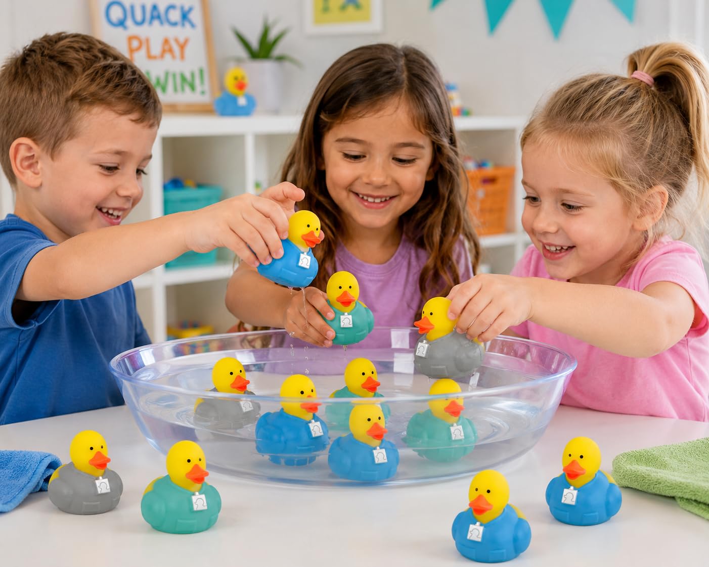Fun Express 2" Teal, Gray and Blue Medical Scrubs Rubber Ducks - 12 Pc.