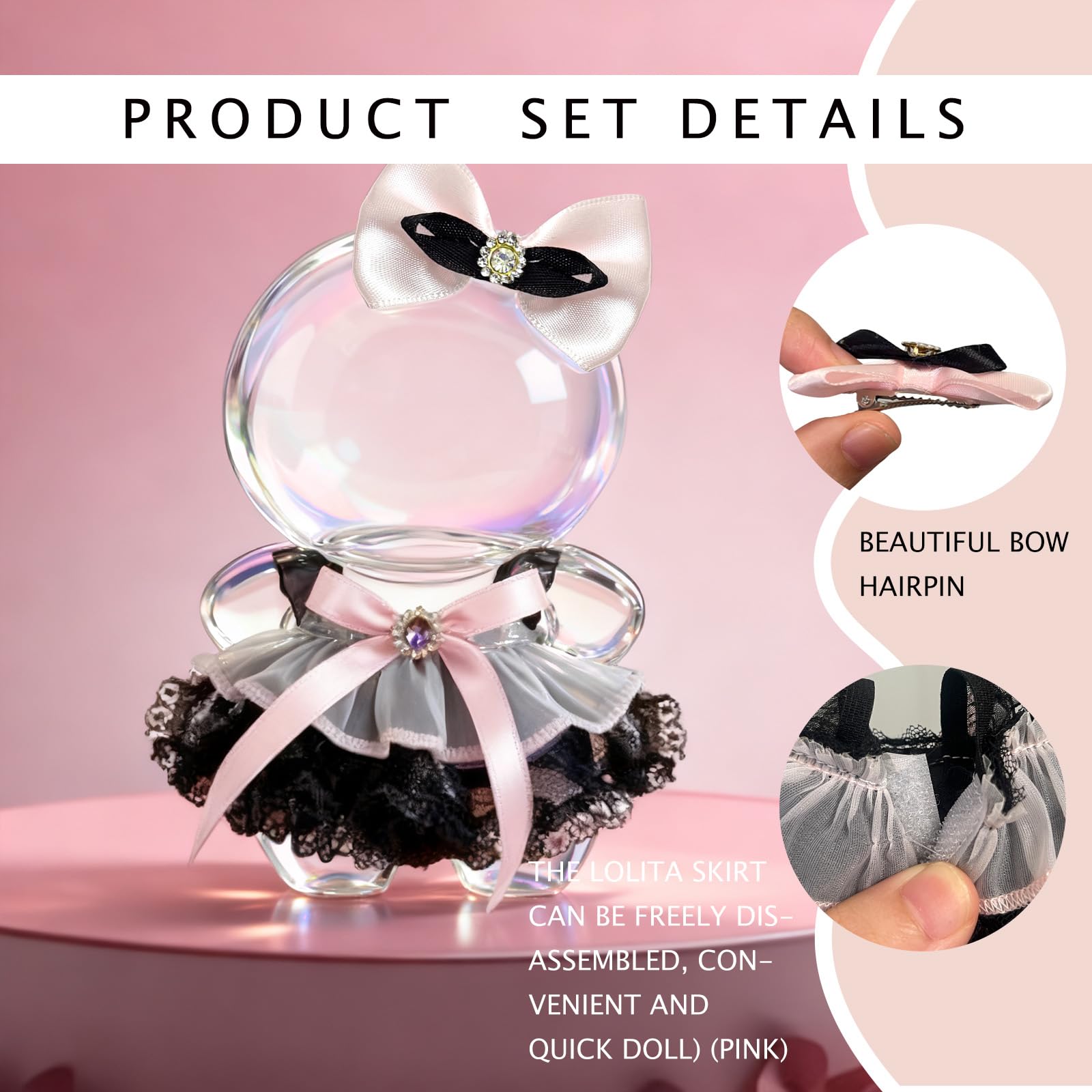 Dress Set Clothes for 17cm Doll(No Dolls) Fashionable and Cute high-end Dresses?The Set has 3 Accessories, Including a Dress, a Bow on The Head,