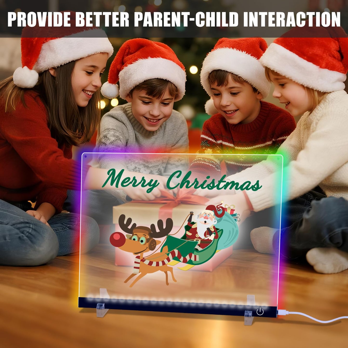 14.1"x11" LED Drawing Board with Music Sync APP Remote Control, Glow Doodle LED Note Board with Colors, Neon Light Up Drawing Tablet, Parent-Child