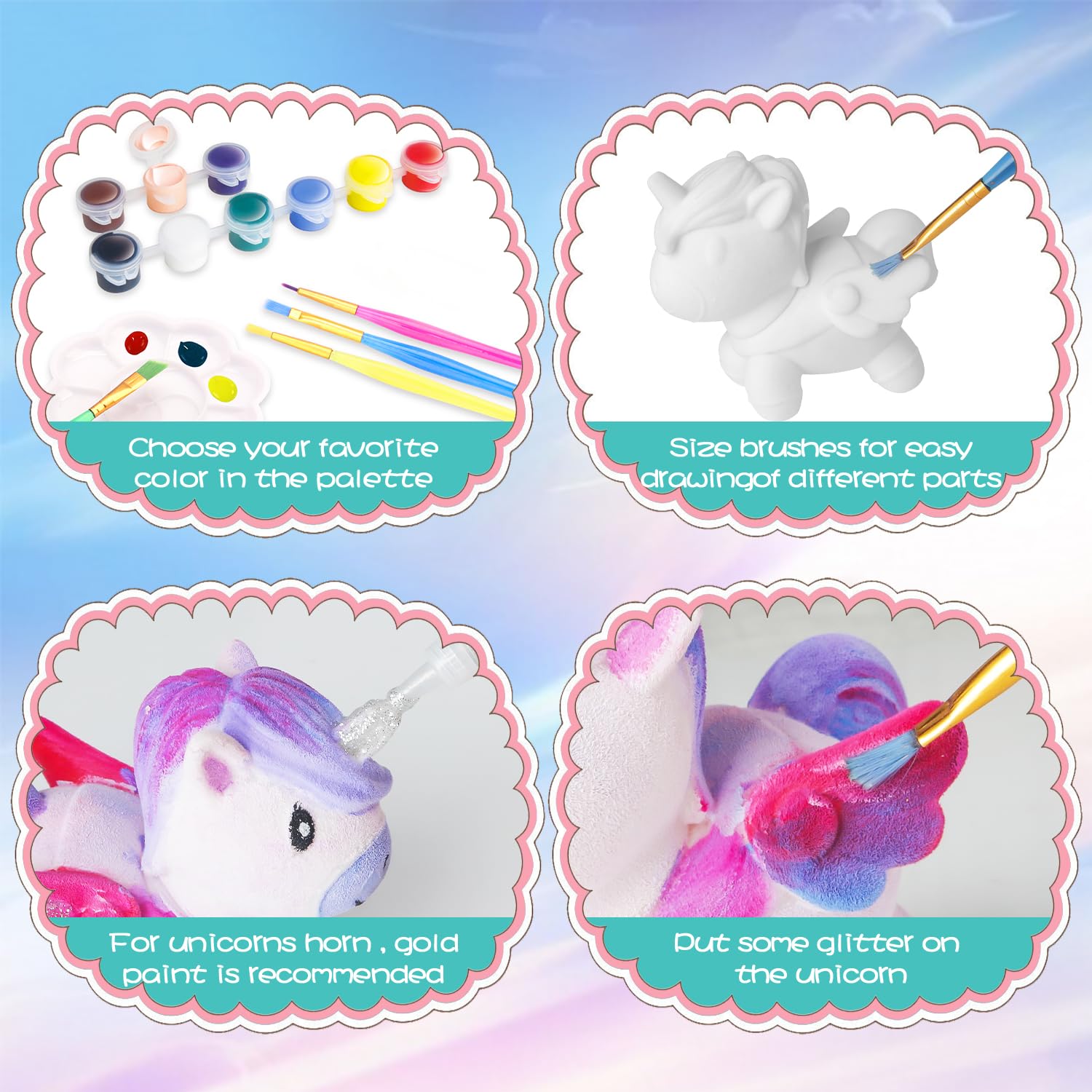 SpringFlower Unicorn Gift Toys for 3 4 5 6 7 8 Years Old Girls - Girls Arts and Crafts Painting kit Including 8 Cute Looking Unicorn Figures, DIY