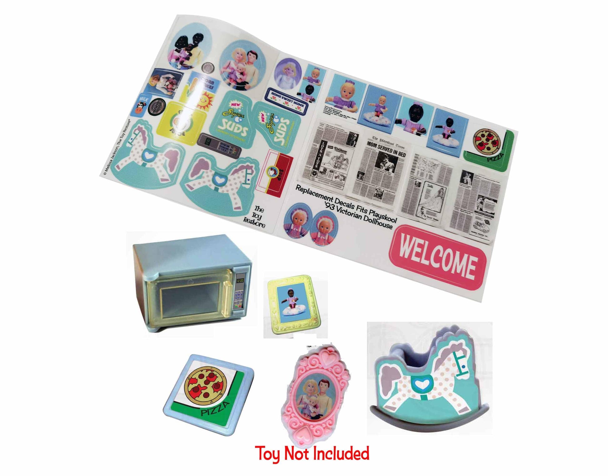 Toy Restore Replacement Stickers Fits Playskool Victorian Dollhouse Accessories