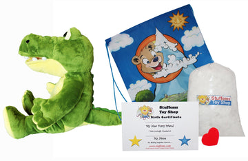 Stuffems Toy Shop Make Your Own Stuffed Animal Al E Gator 16"- No Sew - Kit with Cute Backpack!