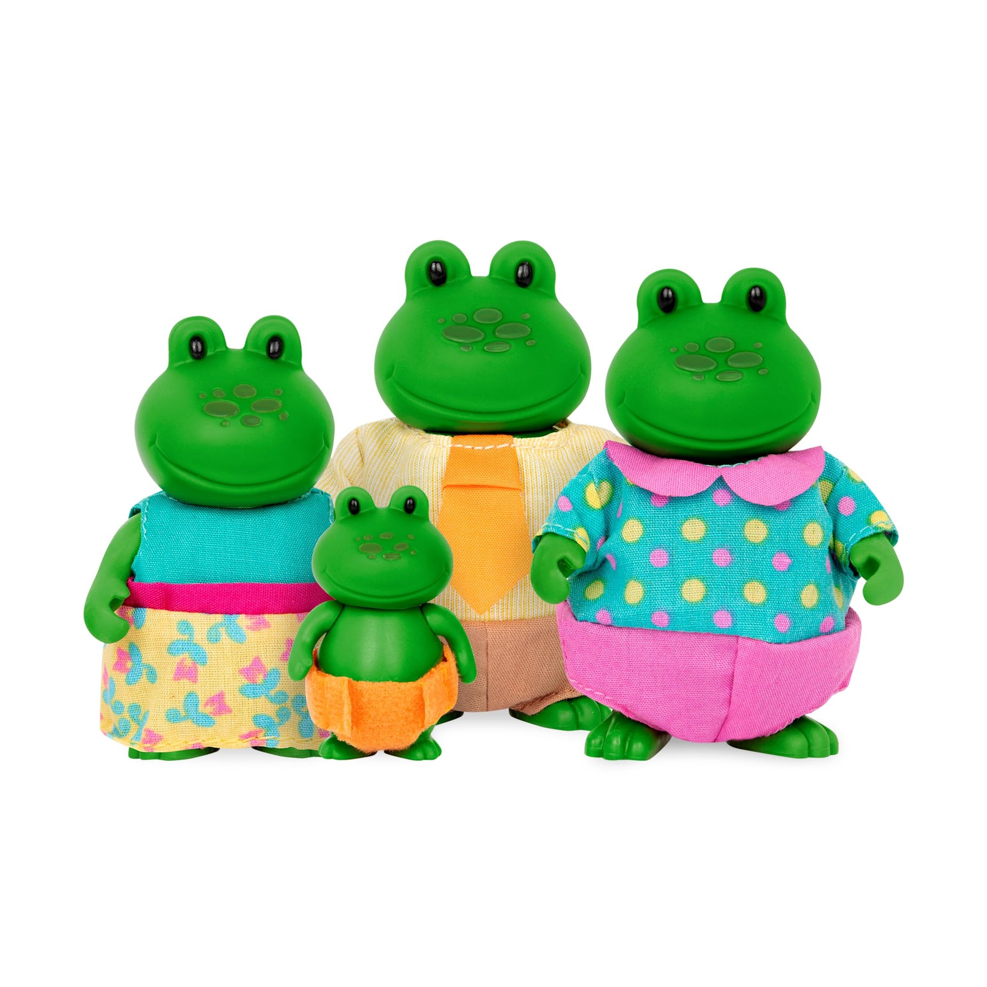 Li'l Woodzeez - The Croakalily Frog Family - Set of 4 Collectible Posable Figures with Storybook - Pretend Play Doll Toys for Imaginative 3+ Years