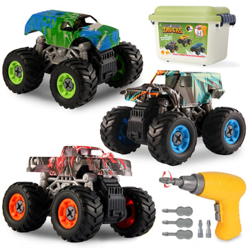 Trovogil Take Apart Monster Truck Toys for Kids 3 4 5 6 7 8 Year Old Boys, STEM Educational Building Toys with Electric Drill & Storage Box Gift
