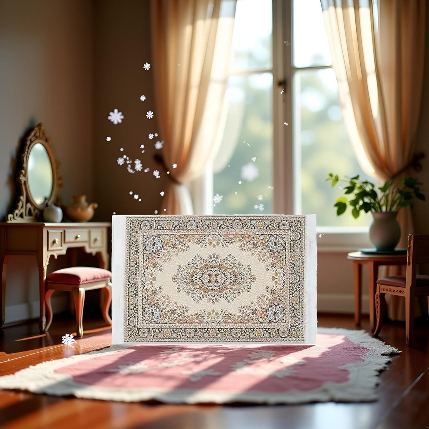 1/12 Scale Dollhouse 10 x 15cm MiniatureWoven Rug, 2026 Upgrade Silk Floor Carpet, Decorative Covering for Dolls House