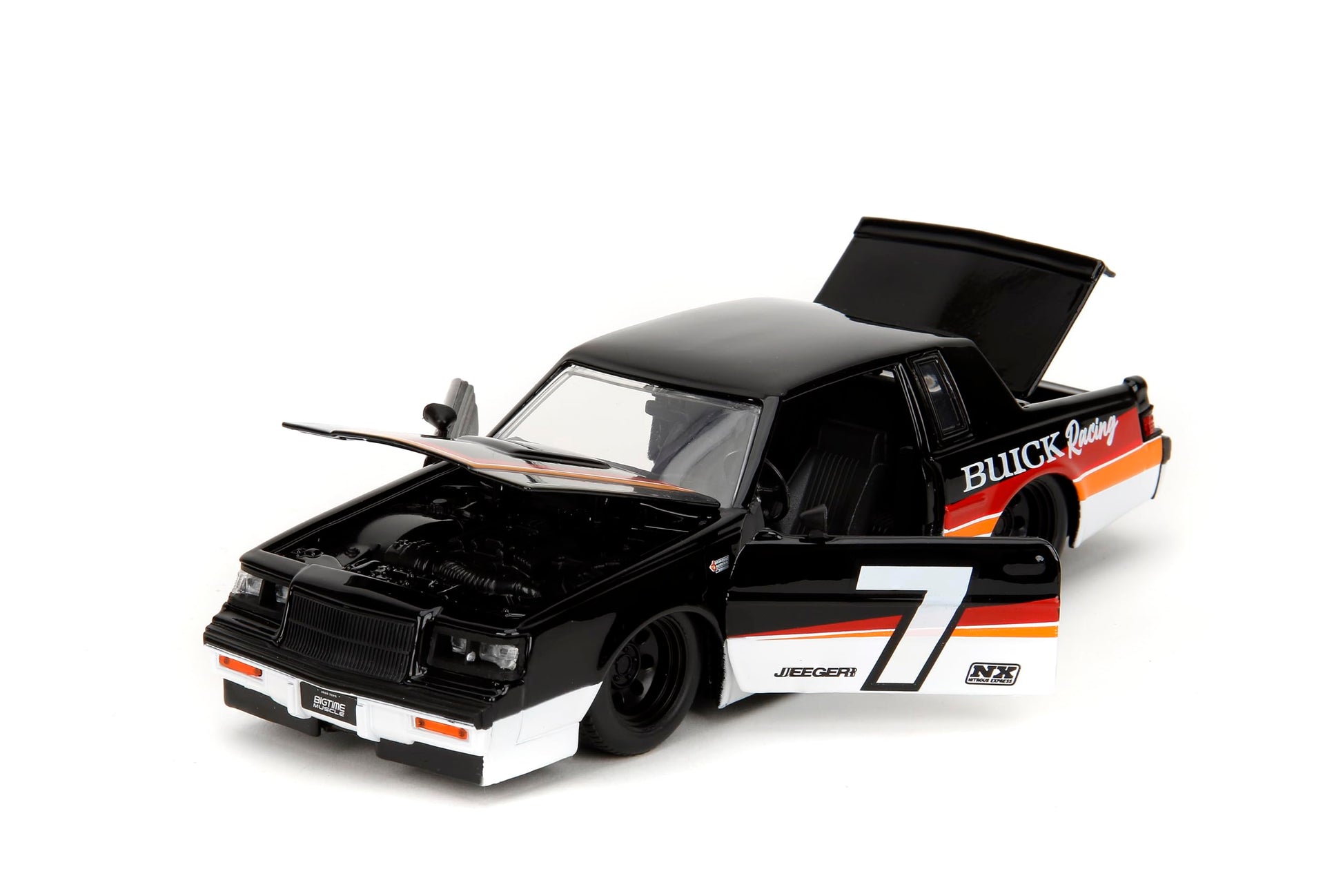 Jada Bigtime Muscle 1:24 1987 Buick Grand National Die-Cast Car, Toys for Kids and Adults(Black/White)