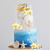21 PCS Flower Cake Topper Hawaiian Beach Cake Decorations with Starfish Artificial Plumeria Flower for Hawaii Aloha Summer Theme Wedding Birthday