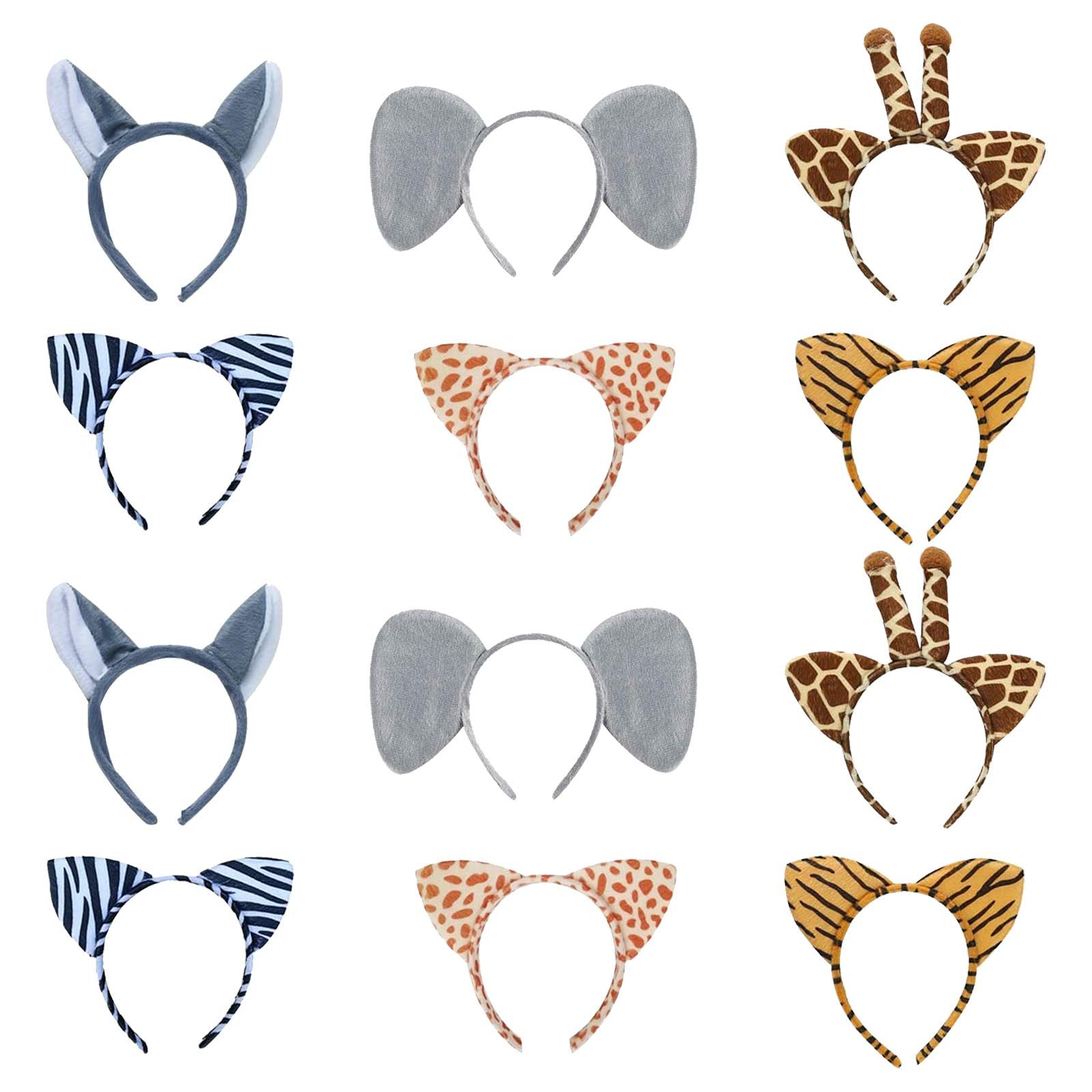 Haploon Animal Ears Headband 12 Pcs Plush Cosplay Hair Hoop for Theme Party