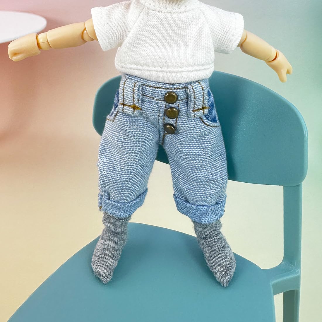Xyrmync 1/12 BJD Doll Clothes Sock Multicolor 5 Pairs Ob11 Doll Dress Up Accessories (A1)