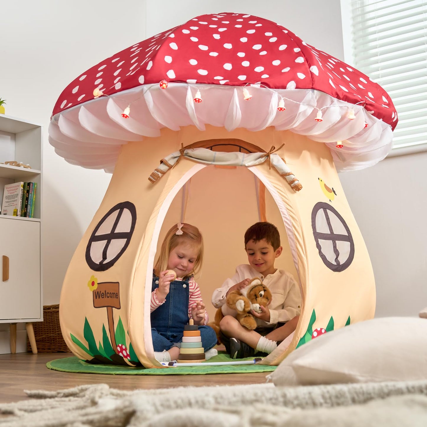 Enchanted Mushroom Play Tent - A World of Adventure for Kids 3+ - Large 61 x 61 x 60 Inch Toddler Tent for Creative Indoor Fun, Non-Slip Play Mat
