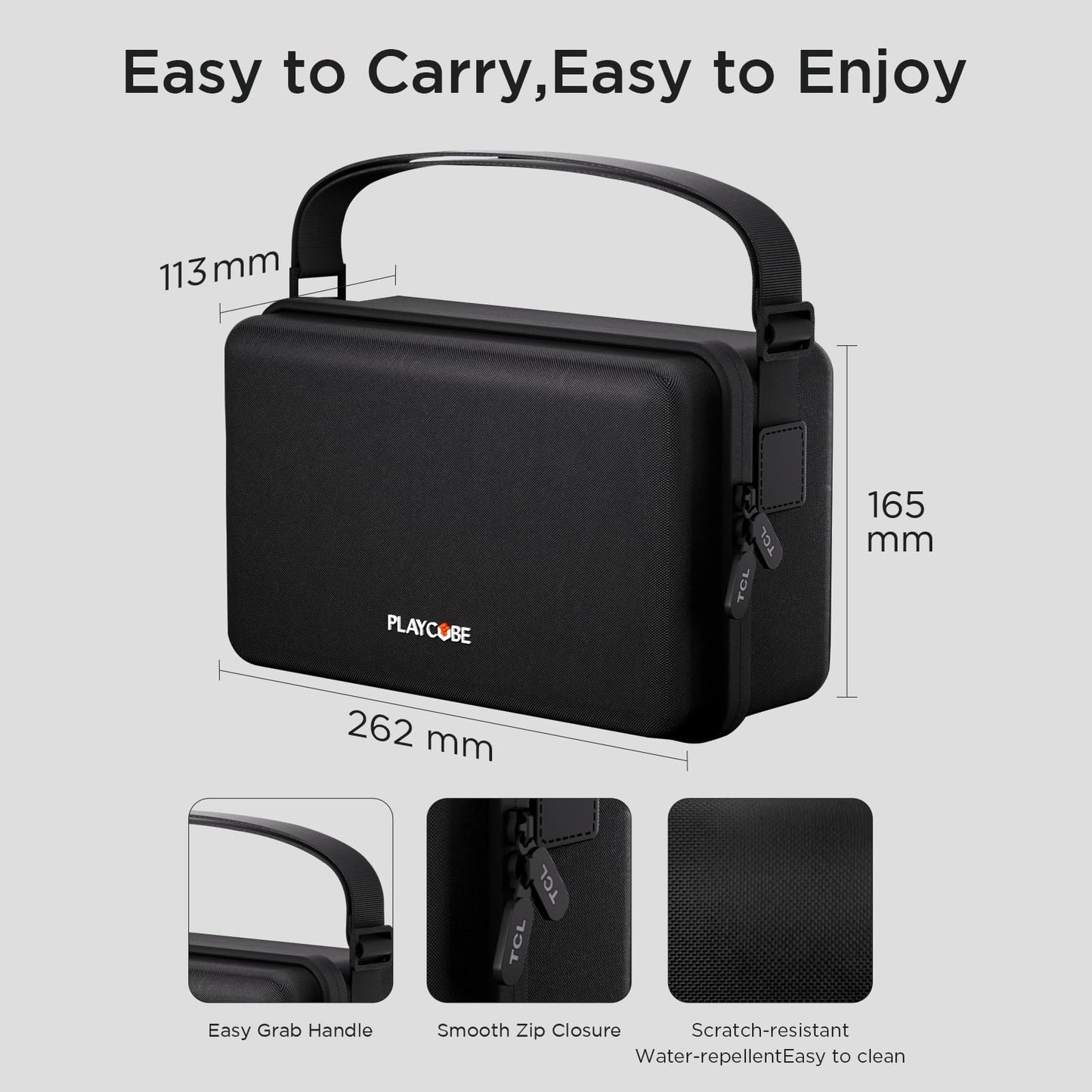 TCL Playcube Official All-in-One Travel Case, Customized for Playcube DLP Movie Projector, Adapter, Remote Control, Cables, Waterproof and Protective.