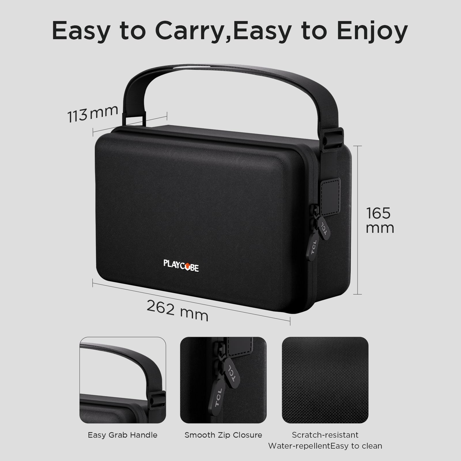 TCL Playcube Official All-in-One Travel Case, Customized for Playcube DLP Movie Projector, Adapter, Remote Control, Cables, Waterproof and Protective.