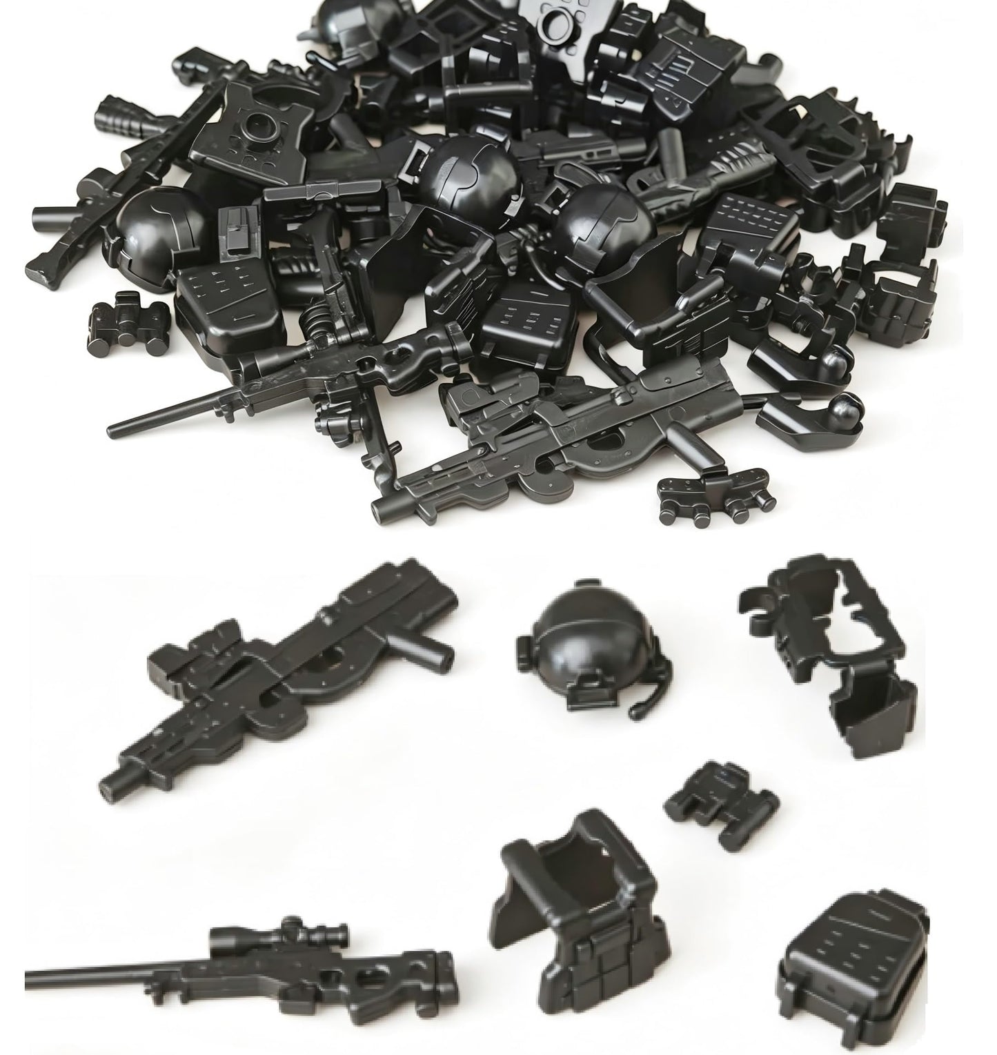 6 Set Building Weapons Pack for Minifigures, Army Assortment Pack, Compatible with Lego Parts and Pieces