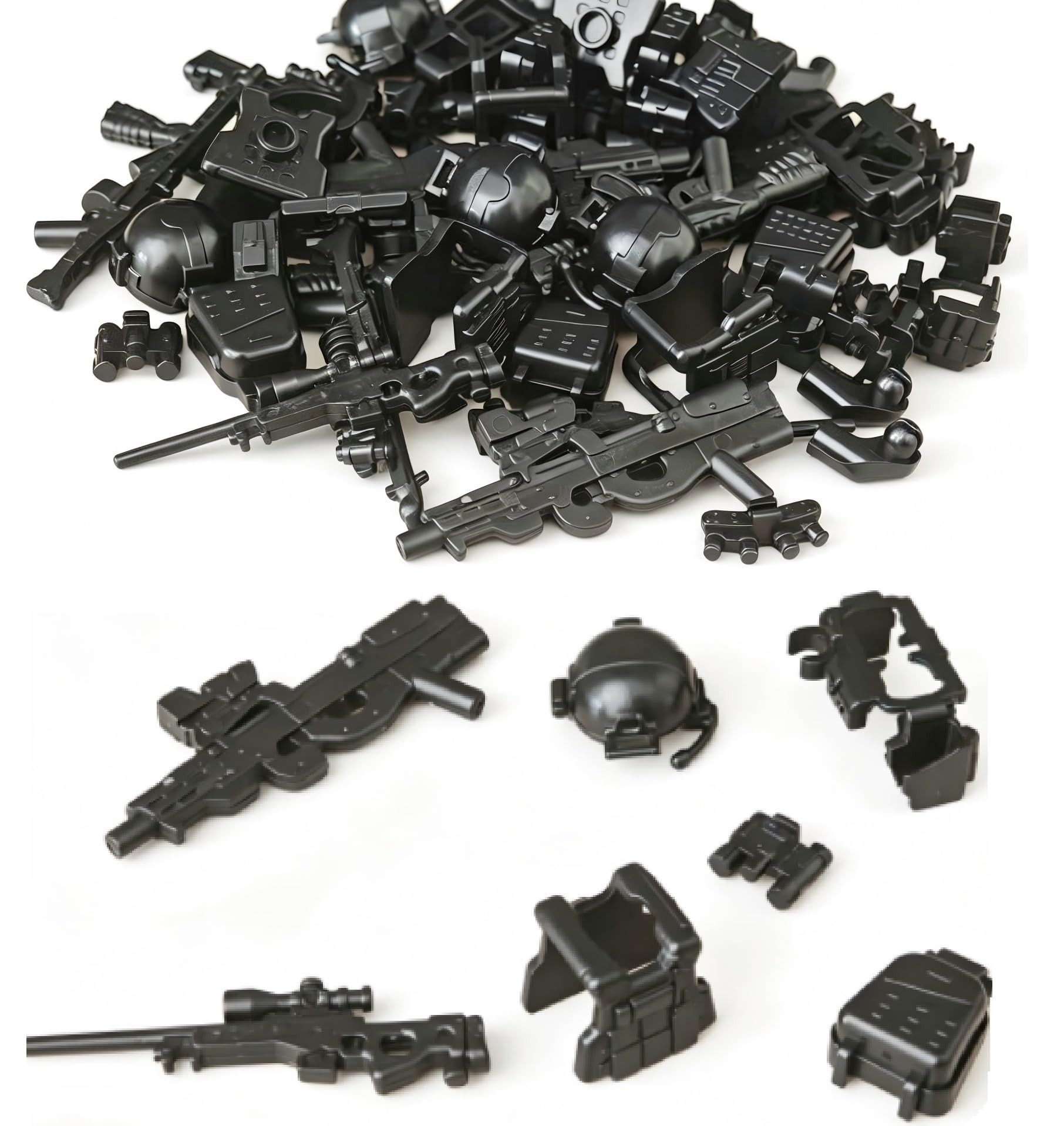 6 Set Building Weapons Pack for Minifigures, Army Assortment Pack, Compatible with Lego Parts and Pieces
