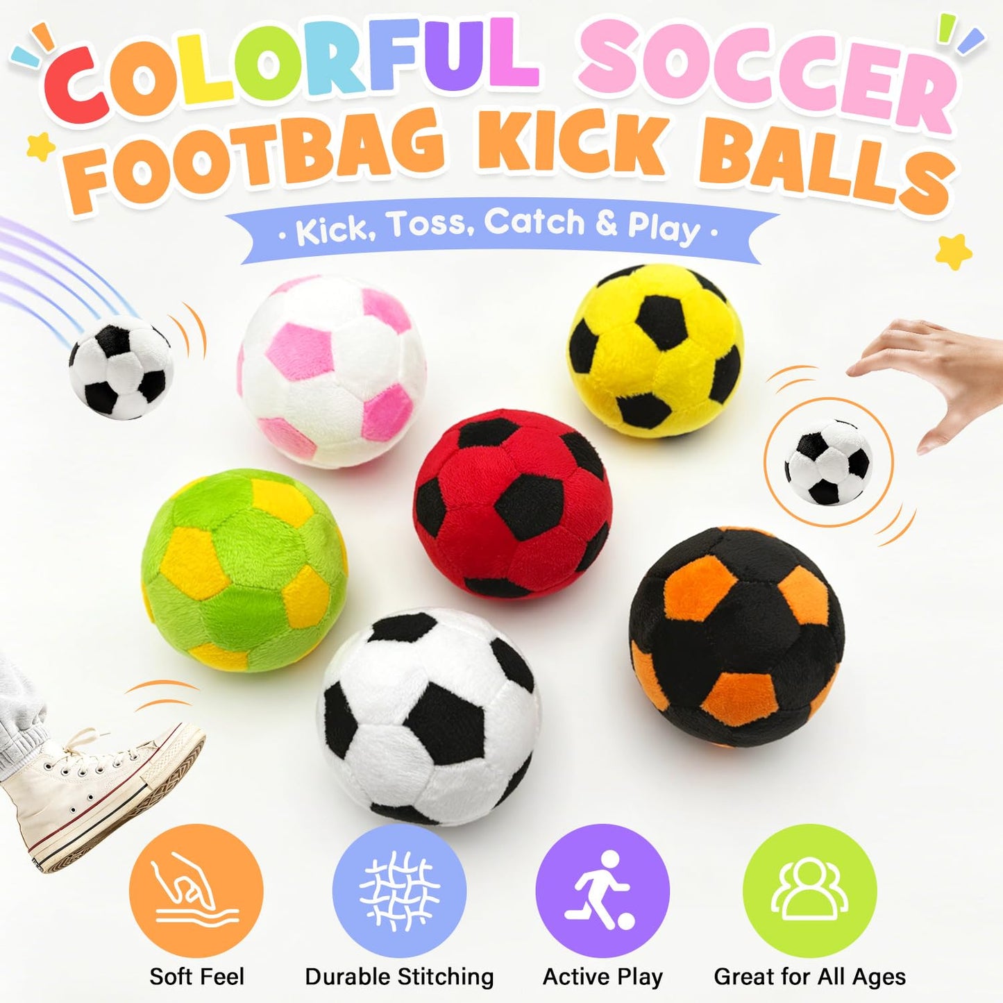 RCZETC Premium Soccer Style Footbag Ball, Classic Hacky Kick Bag for Freestyle Tricks, Juggling & Foot Skills Training, Indoor Outdoor Game for Teens